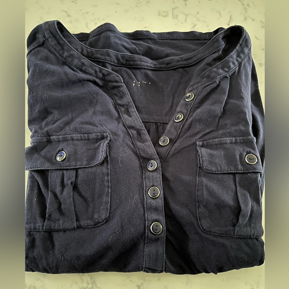 Navy NY&Co SoHo 3/4 sleeve shirt